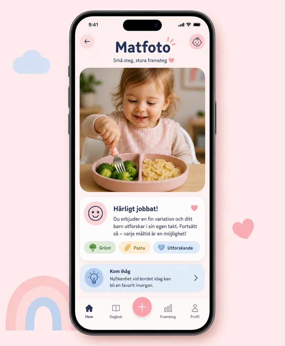 Skärmbild: matfoto med personlig feedback på barnets tallrik